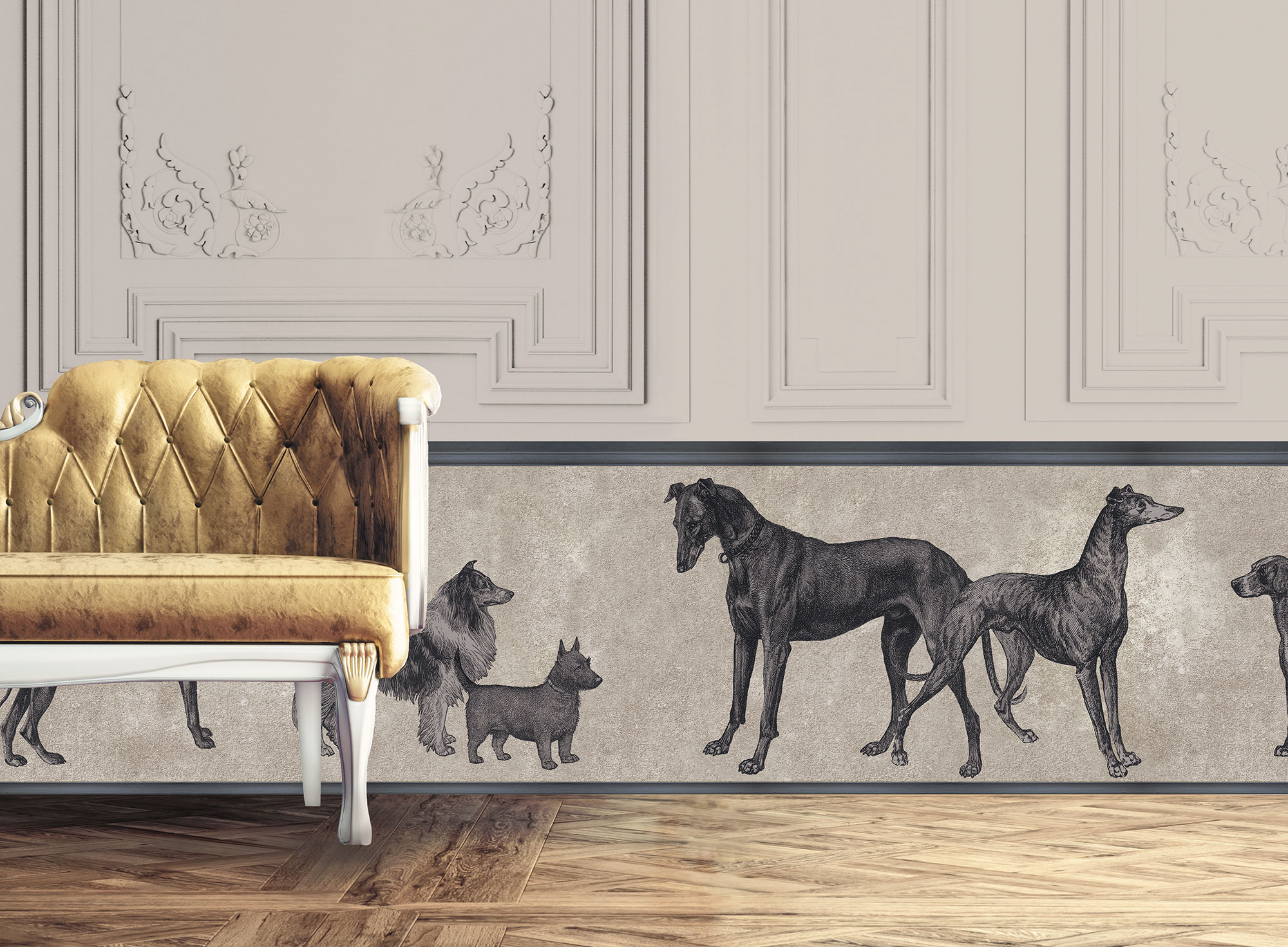Fototapete Hunde beige grau im Wohnzimmer aus dem Baumarkt Berlin online kaufen